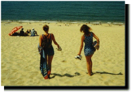 Descending the dune to the beach.