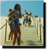 Climbing the sand dune.
