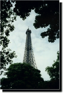 The Eiffel Tower viewed from a distance.