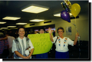 Mom, Kinda, and Grandma at the airport in Tulsa, Oklahoma.