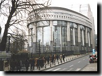 Entering the EC Parliament Building