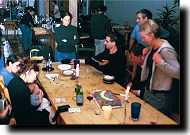 Warehouse-mates around the table.