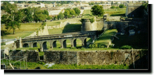 Bridge over moat.