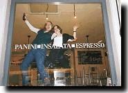 Girls in restaurant window on New Year's Eve