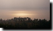 Lake Kivu at dusk from a hill