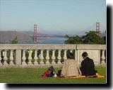 Lunch in front of the Golden Gate Bridge.