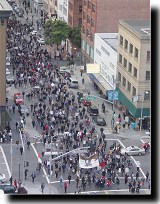 Peace march down Second Street.