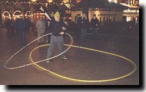 American hoop entertainer at Leicester Square